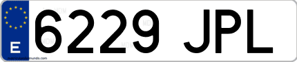 Ejemplo de matrícula de coche ordinaria 6229 JPL