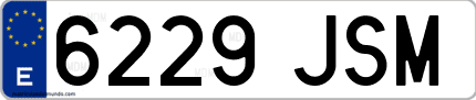 Ejemplo de matrícula de coche ordinaria 6229 JSM