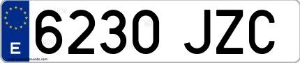 Ejemplo de matrícula española 6230 JZC