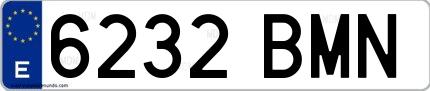 Ejemplo de matrícula española 6232 BMN