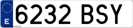 Ejemplo de matrícula española 6232 BSY