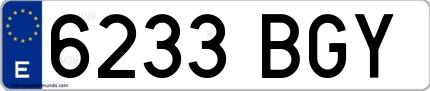 Ejemplo de matrícula española 6233 BGY