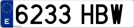Ejemplo de matrícula española 6233 HBW