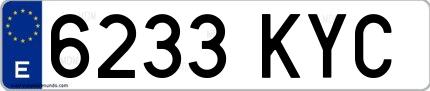 Ejemplo de matrícula española 6233 KYC