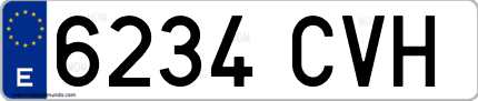 Ejemplo de matrícula de coche ordinaria 6234 CVH