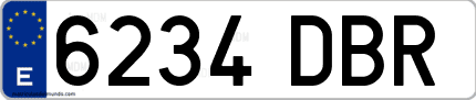 Ejemplo de matrícula de coche ordinaria 6234 DBR