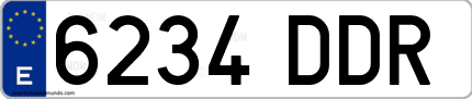 Ejemplo de matrícula de coche ordinaria 6234 DDR