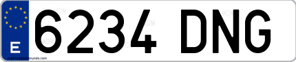 Ejemplo de matrícula de coche ordinaria 6234 DNG