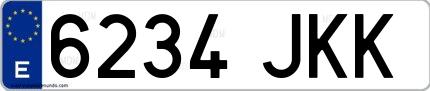 Ejemplo de matrícula española 6234 JKK