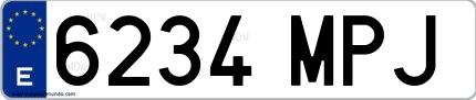Ejemplo de matrícula española 6234 MPJ