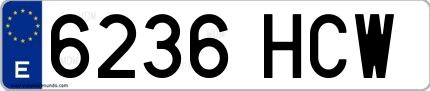 Ejemplo de matrícula española 6236 HCW