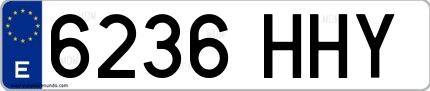 Ejemplo de matrícula española 6236 HHY
