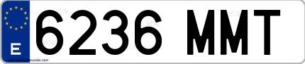Ejemplo de matrícula española 6236 MMT