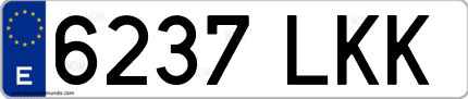 Ejemplo de matrícula de coche ordinaria 6237 LKK