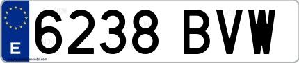 Ejemplo de matrícula española 6238 BVW