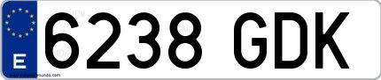 Ejemplo de matrícula española 6238 GDK