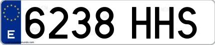 Ejemplo de matrícula española 6238 HHS
