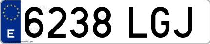 Ejemplo de matrícula española 6238 LGJ