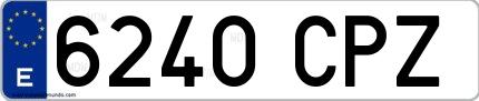 Ejemplo de matrícula española 6240 CPZ