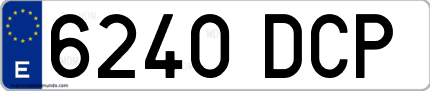 Ejemplo de matrícula de coche ordinaria 6240 DCP