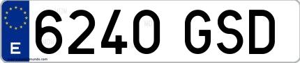 Ejemplo de matrícula española 6240 GSD