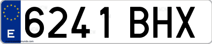 Ejemplo de matrícula de coche ordinaria 6241 BHX