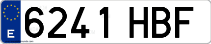 Ejemplo de matrícula de coche ordinaria 6241 HBF