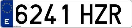 Ejemplo de matrícula española 6241 HZR