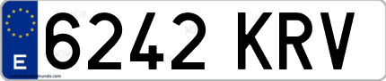 Ejemplo de matrícula de coche ordinaria 6242 KRV