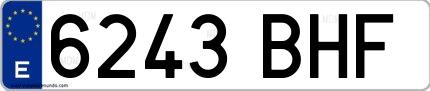 Ejemplo de matrícula española 6243 BHF