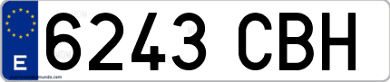 Ejemplo de matrícula de coche ordinaria 6243 CBH
