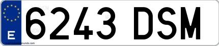 Ejemplo de matrícula española 6243 DSM