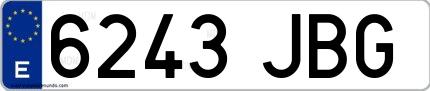 Ejemplo de matrícula española 6243 JBG
