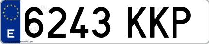 Ejemplo de matrícula española 6243 KKP