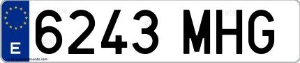 Ejemplo de matrícula española 6243 MHG