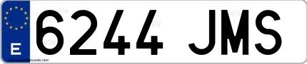 Ejemplo de matrícula española 6244 JMS
