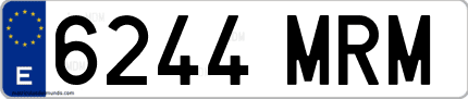 Ejemplo de matrícula de coche ordinaria 6244 MRM