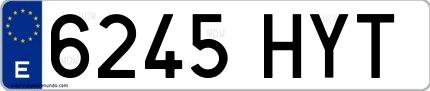 Ejemplo de matrícula española 6245 HYT