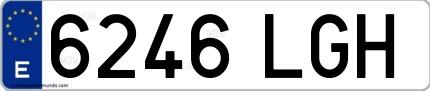 Ejemplo de matrícula española 6246 LGH