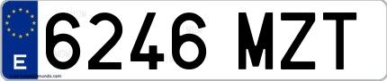 Ejemplo de matrícula española 6246 MZT