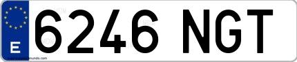 Ejemplo de matrícula española 6246 NGT