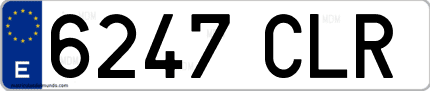 Ejemplo de matrícula de coche ordinaria 6247 CLR