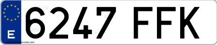 Ejemplo de matrícula española 6247 FFK