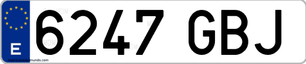 Ejemplo de matrícula de coche ordinaria 6247 GBJ