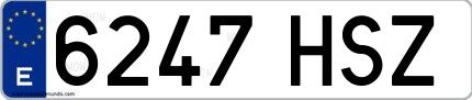 Ejemplo de matrícula española 6247 HSZ