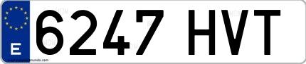 Ejemplo de matrícula española 6247 HVT