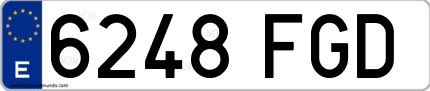 Ejemplo de matrícula de coche ordinaria 6248 FGD