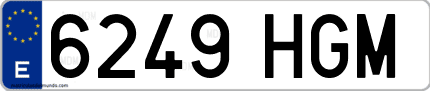 Ejemplo de matrícula de coche ordinaria 6249 HGM