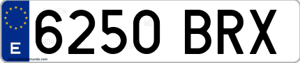 Ejemplo de matrícula de coche ordinaria 6250 BRX
