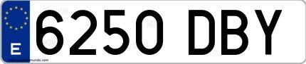 Ejemplo de matrícula española 6250 DBY